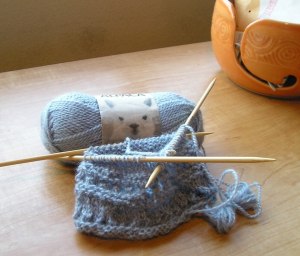 Susie Rogers' Reading Mitts, in Progress