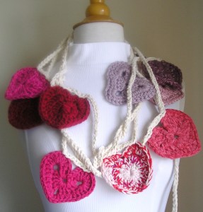 Crocheted Hearts Garland