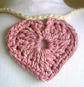 Pink Crocheted Heart Close-up (exact details below)